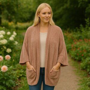 Moth‎ Anthropologie Chenille Cardigan Oversized Cozy Holiday Bohemian Artsy M